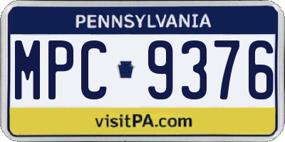 PA license plate MPC9376