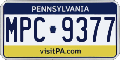 PA license plate MPC9377