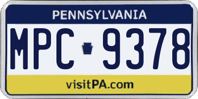 PA license plate MPC9378