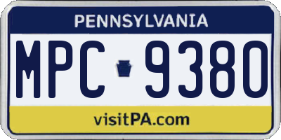 PA license plate MPC9380