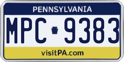 PA license plate MPC9383