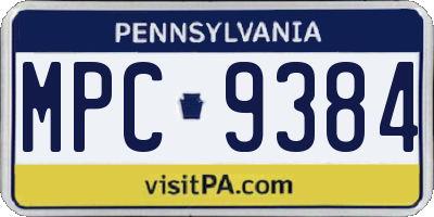 PA license plate MPC9384