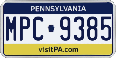 PA license plate MPC9385