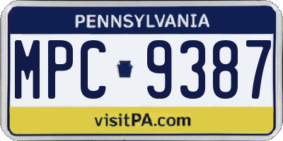 PA license plate MPC9387