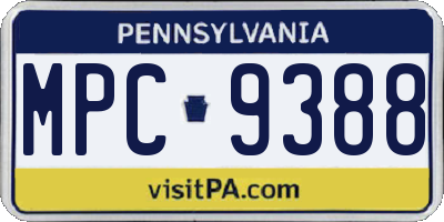PA license plate MPC9388