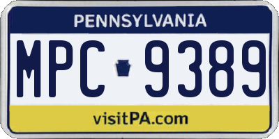 PA license plate MPC9389