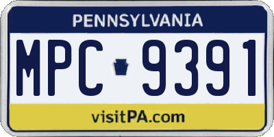 PA license plate MPC9391