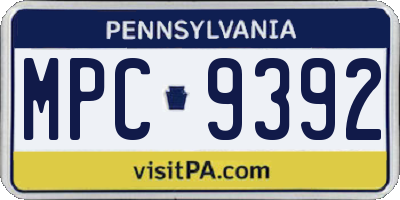 PA license plate MPC9392