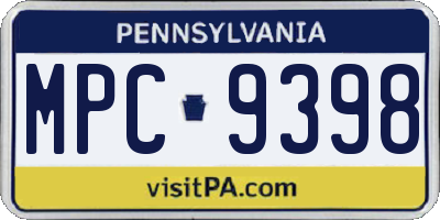 PA license plate MPC9398
