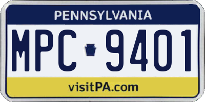 PA license plate MPC9401