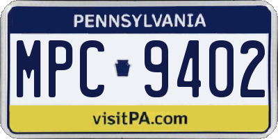 PA license plate MPC9402