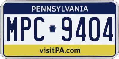 PA license plate MPC9404