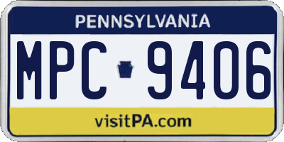 PA license plate MPC9406