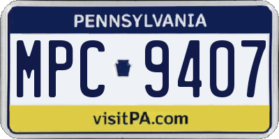 PA license plate MPC9407