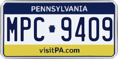 PA license plate MPC9409