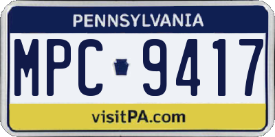 PA license plate MPC9417