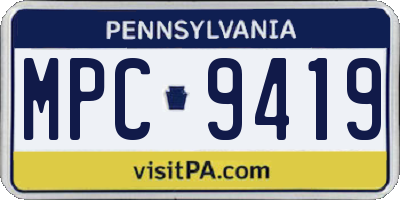 PA license plate MPC9419