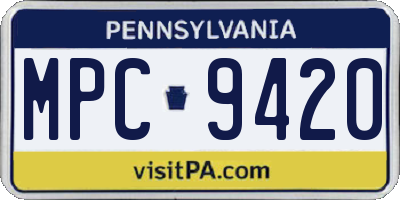 PA license plate MPC9420