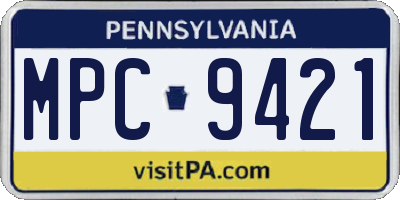 PA license plate MPC9421