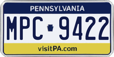 PA license plate MPC9422