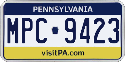 PA license plate MPC9423
