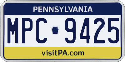 PA license plate MPC9425