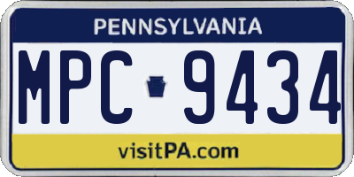 PA license plate MPC9434