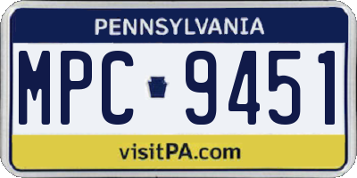 PA license plate MPC9451