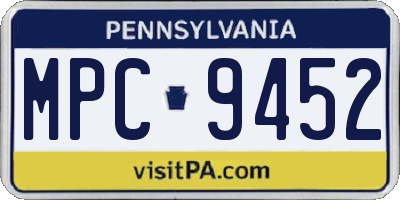 PA license plate MPC9452