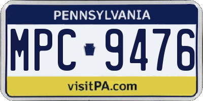 PA license plate MPC9476