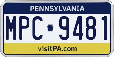 PA license plate MPC9481