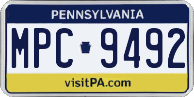 PA license plate MPC9492
