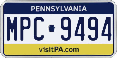 PA license plate MPC9494