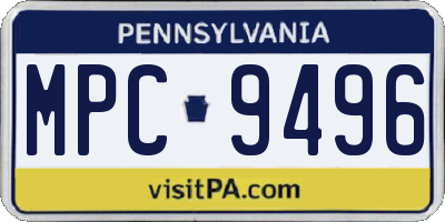 PA license plate MPC9496
