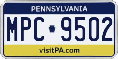 PA license plate MPC9502
