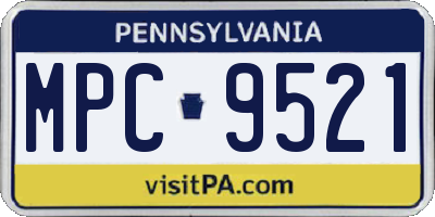 PA license plate MPC9521