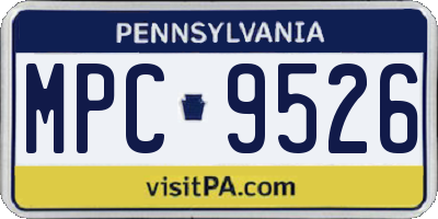 PA license plate MPC9526