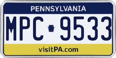 PA license plate MPC9533