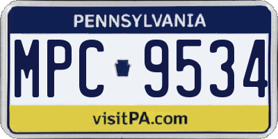 PA license plate MPC9534