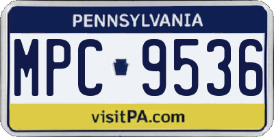 PA license plate MPC9536