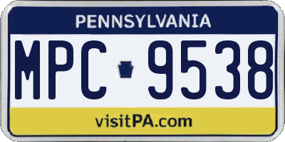 PA license plate MPC9538