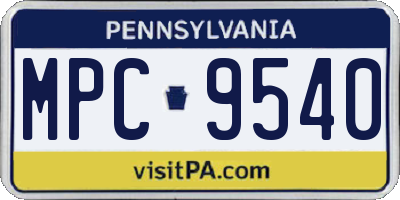 PA license plate MPC9540