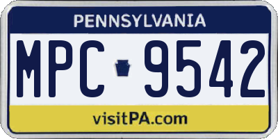PA license plate MPC9542