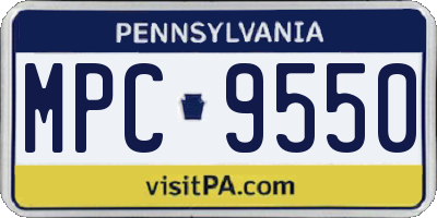PA license plate MPC9550