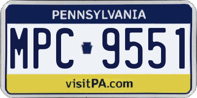 PA license plate MPC9551