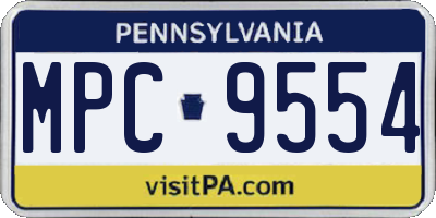 PA license plate MPC9554