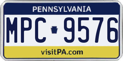 PA license plate MPC9576