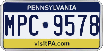 PA license plate MPC9578