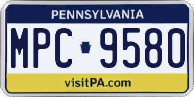 PA license plate MPC9580