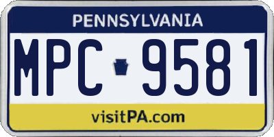PA license plate MPC9581